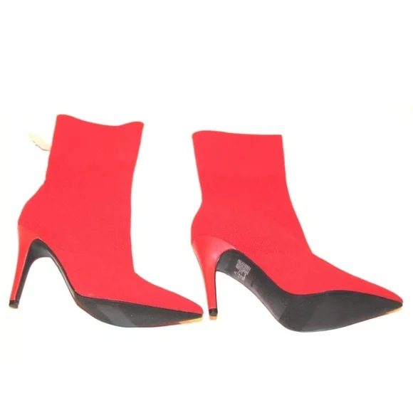 Brash Women's Xaya Red Mid-Calf Pointed Toe Stiletto Sock Boots 8 Sexy Booties - Picture 7 of 11